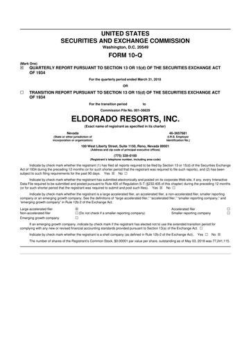 Thumbnail Caesars Entertainment
 10-Q Quarterly Report FY2018 