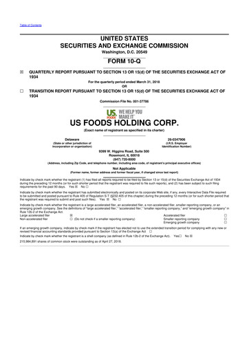 Thumbnail US Foods 10-Q Quarterly Report FY2018 