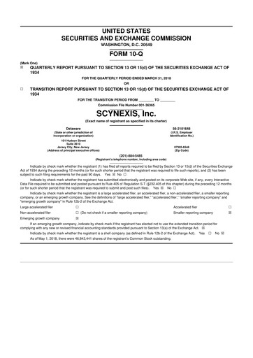 Thumbnail SCYNEXIS 10-Q Quarterly Report FY2017 