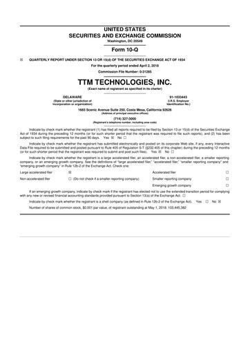 Thumbnail TTM Technologies
 10-Q Quarterly Report FY2018 