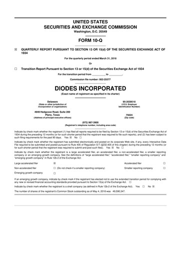 Thumbnail Diodes Incorporated 10-Q Quarterly Report FY2018 
