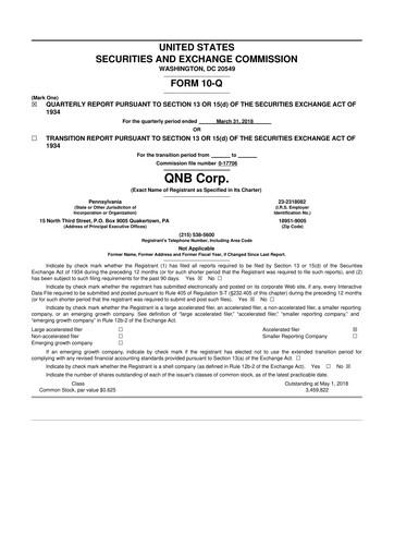 Thumbnail QNB Corp. 10-Q Quarterly Report FY2018 