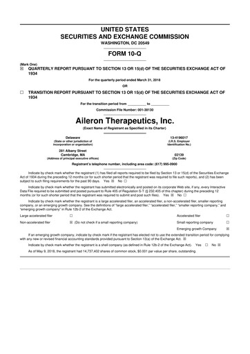 Thumbnail Rein Therapeutics 10-Q Quarterly Report FY2018 