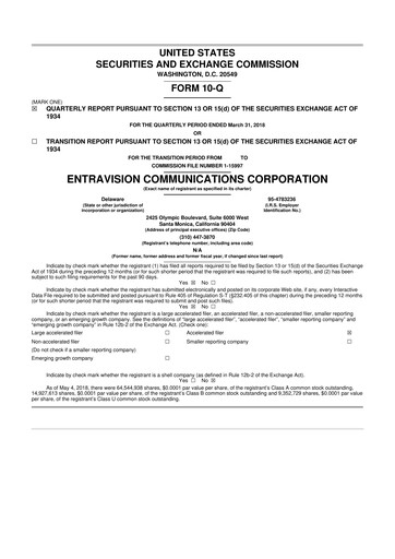 Thumbnail Entravision Communications
 10-Q Quarterly Report FY2018 