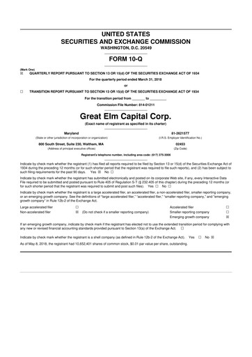 Vorschaubild Great Elm Capital
 10-Q Quartalsbericht  