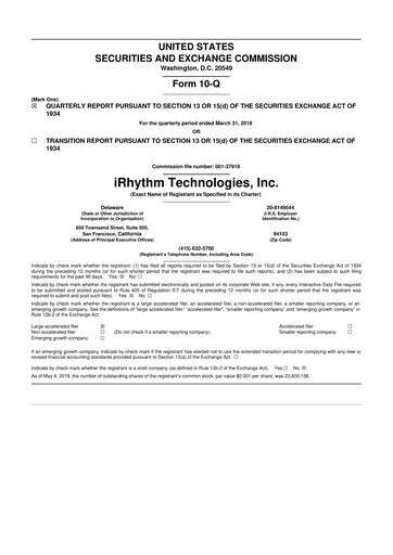 Thumbnail iRhythm 10-Q Quarterly Report FY2018 