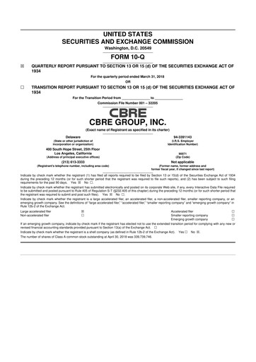 Miniature CBRE Group
 10-Q Rapport trimestriel 2018 