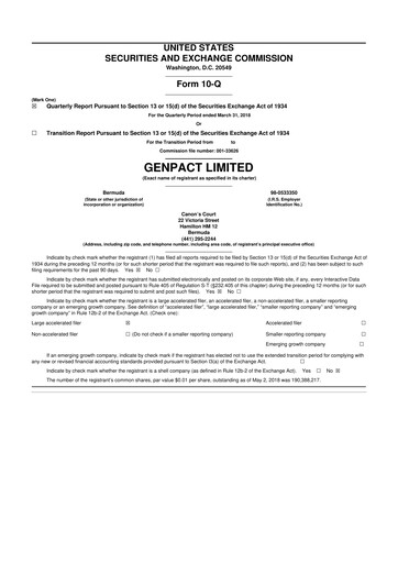 Vorschaubild Genpact 10-Q Quartalsbericht 2018 