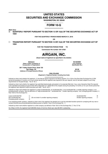 Miniature Airgain 10-Q Rapport trimestriel 2018 