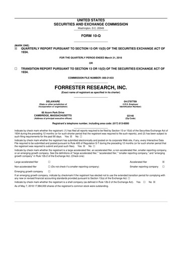 Vorschaubild Forrester Research
 10-Q Quartalsbericht 2018 