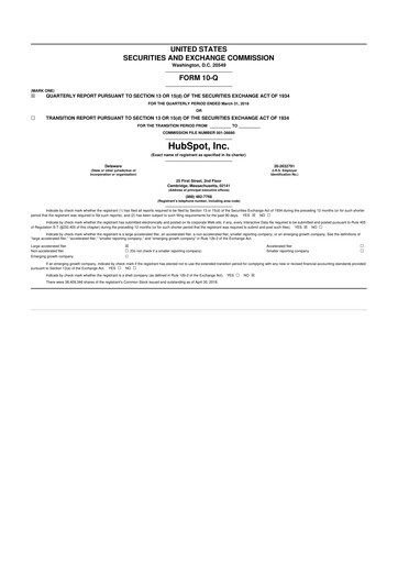 Vorschaubild HubSpot 10-Q Quartalsbericht 2018 