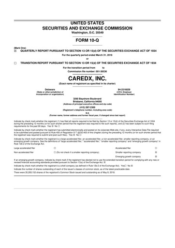 Thumbnail CareDx 10-Q Quarterly Report FY2018 