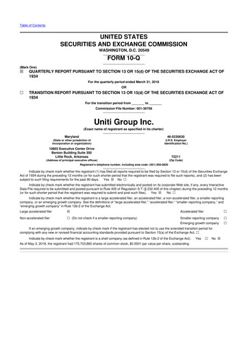 Thumbnail Uniti 10-Q Quarterly Report FY2018 
