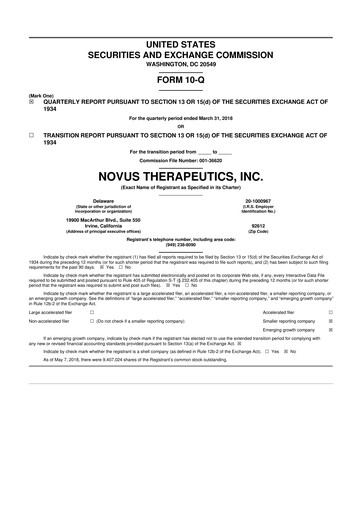 Thumbnail Eledon Pharmaceuticals 10-Q Quarterly Report FY2018 