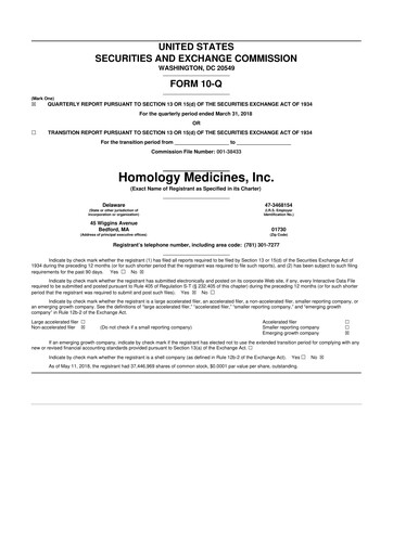 Thumbnail Q32 Bio 10-Q Quarterly Report FY2018 