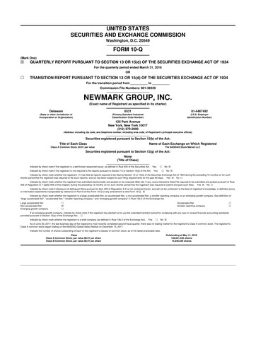 Miniature Newmark 10-Q Rapport trimestriel 2018 
