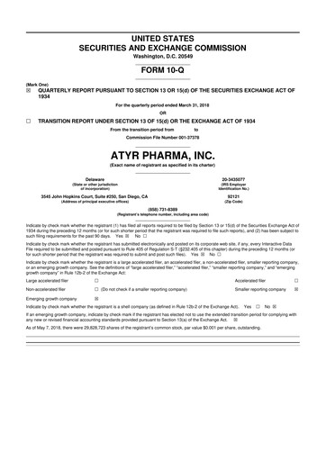 Thumbnail aTyr Pharma 10-Q Quarterly Report FY2018 