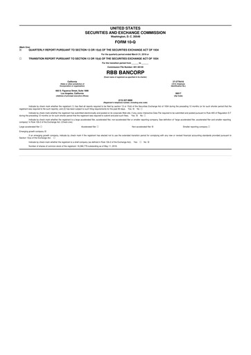 Thumbnail RBB Bancorp 10-Q Quarterly Report FY2018 