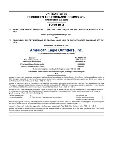 Thumbnail American Eagle Outfitters
 10-Q Quarterly Report FY2018 