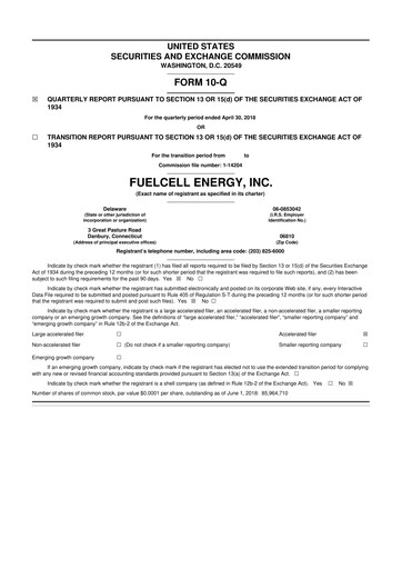 Vorschaubild FuelCell Energy
 10-Q Quartalsbericht 2018 