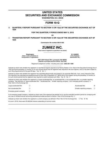 Thumbnail Zumiez 10-Q Quarterly Report FY2018 