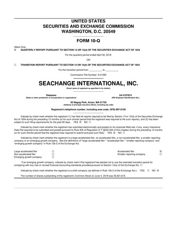 Thumbnail SeaChange International 10-Q Quarterly Report FY2019 