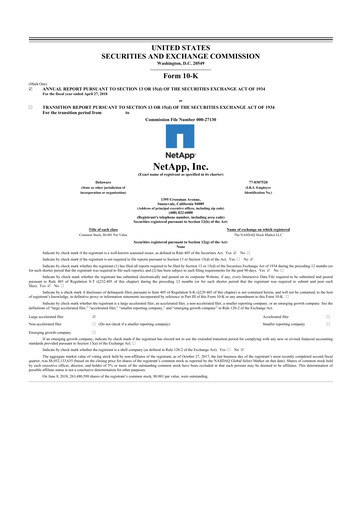 Thumbnail NetApp
 10-K Annual Report 2018