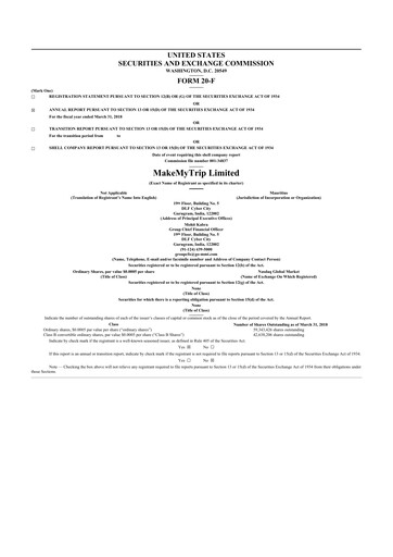 Thumbnail MakeMyTrip
 20-F Annual Report 2018