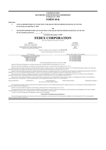 Thumbnail FedEx 10-K Annual Report 2018