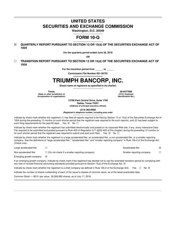 Vorschaubild Triumph Financial 10-Q Quartalsbericht 2018 