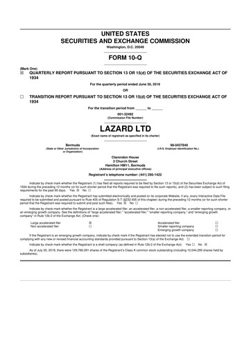 Thumbnail Lazard 10-Q Quarterly Report FY2018 