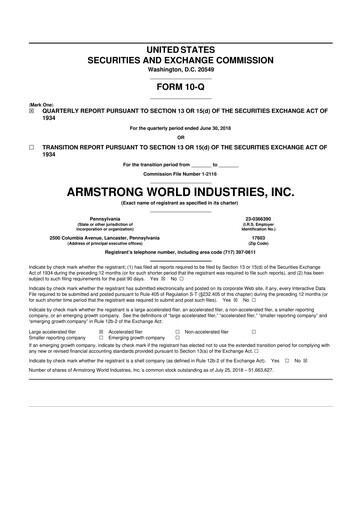Vorschaubild Armstrong World Industries
 10-Q Quartalsbericht 2018 