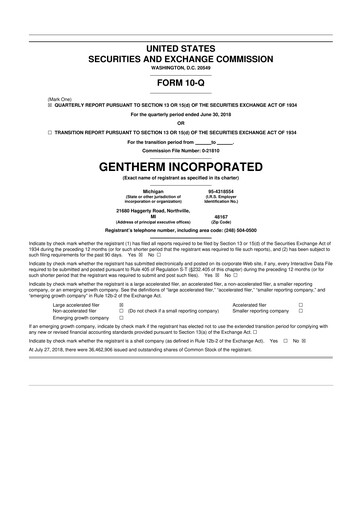 Vorschaubild Gentherm 10-Q Quartalsbericht 2018 