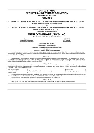 Vorschaubild VYNE Therapeutics 10-Q Quartalsbericht 2018 