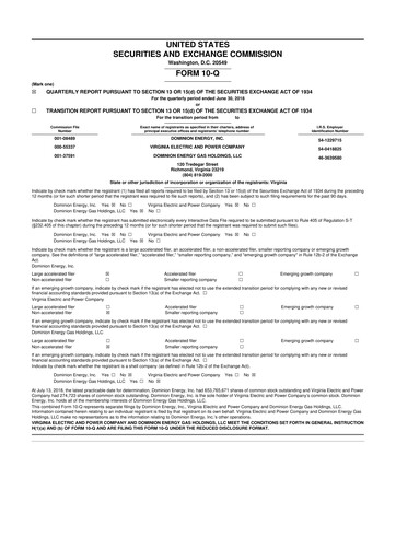 Thumbnail Dominion Energy 10-Q Quarterly Report FY 