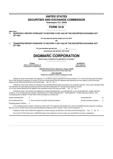 Vorschaubild Digimarc
 10-Q Quartalsbericht 2018 