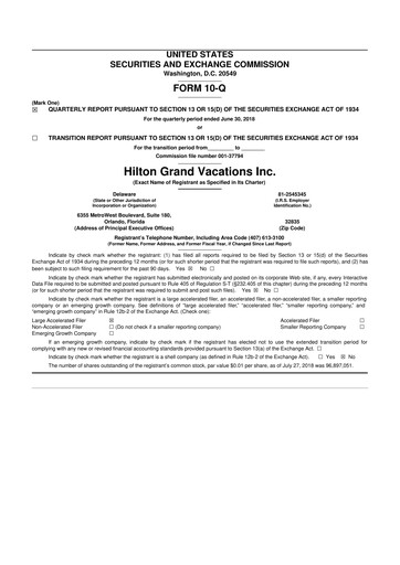 Thumbnail Hilton Grand Vacations
 10-Q Quarterly Report FY2018 
