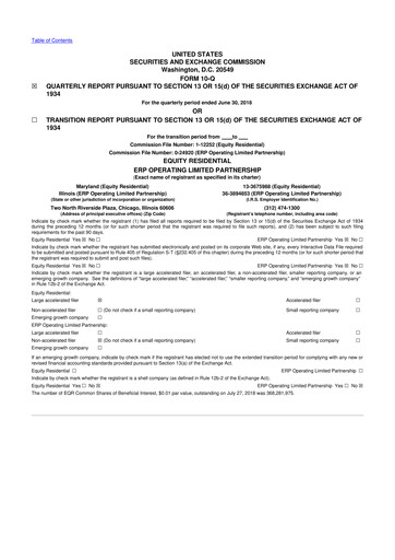 Thumbnail Equity Residential
 10-Q Quarterly Report FY 