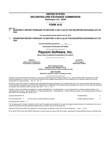 Miniature Paycom
 10-Q Rapport trimestriel 2018 