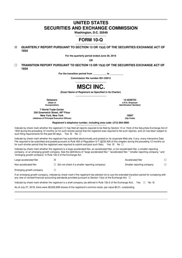 Vorschaubild MSCI 10-Q Quartalsbericht 2018 