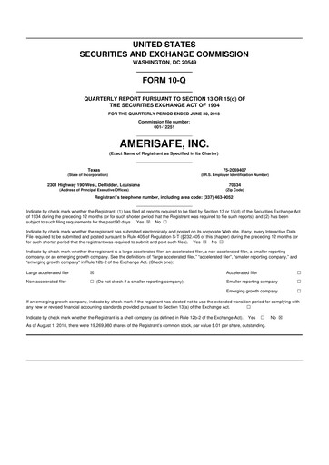 Thumbnail AMERISAFE 10-Q Quarterly Report FY2018 