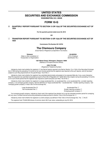 Thumbnail Chemours
 10-Q Quarterly Report FY2018 