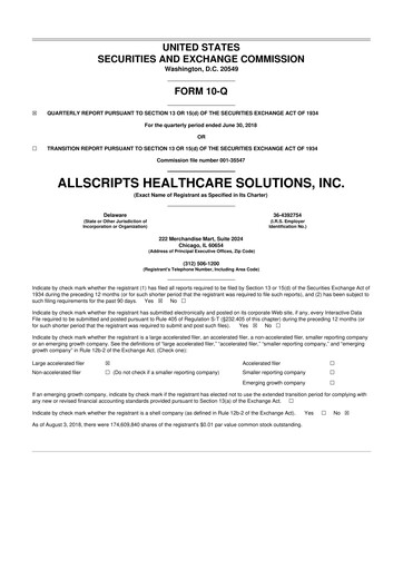 Thumbnail Veradigm 10-Q Quarterly Report FY2018 