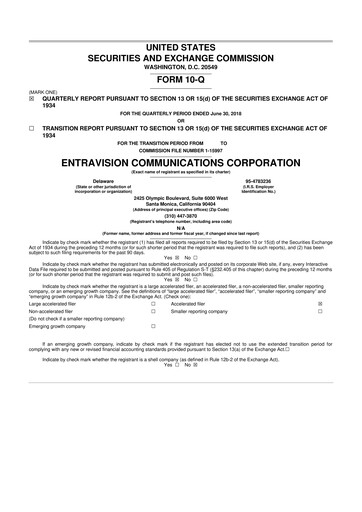 Thumbnail Entravision Communications
 10-Q Quarterly Report FY2018 