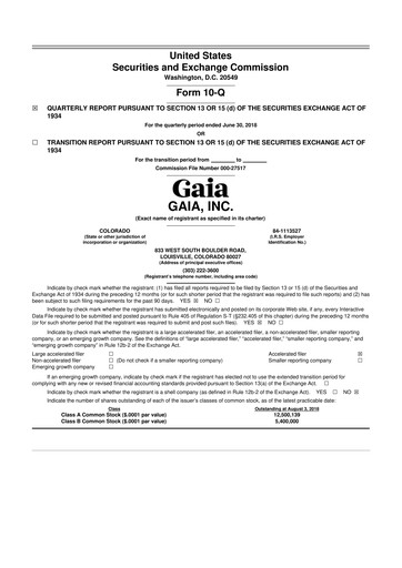 Thumbnail Gaia 10-Q Quarterly Report FY2018 