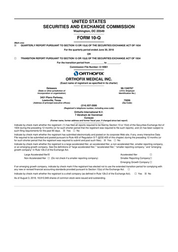 Thumbnail Orthofix Medical
 10-Q Quarterly Report FY2018 