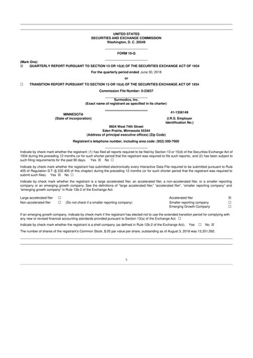 Thumbnail SurModics 10-Q Quarterly Report FY2018 