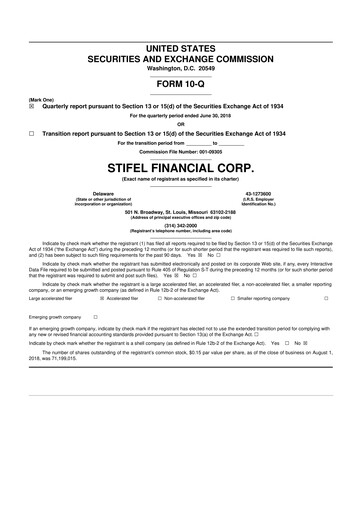 Vorschaubild Stifel
 10-Q Quartalsbericht 2018 