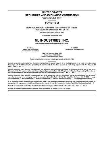 Thumbnail NL Industries 10-Q Quarterly Report FY2018 
