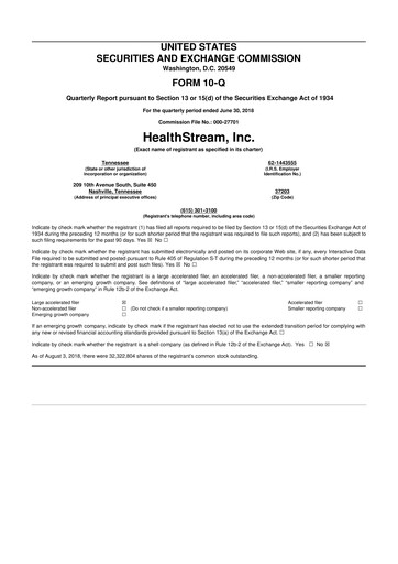 Thumbnail HealthStream 10-Q Quarterly Report FY2018 